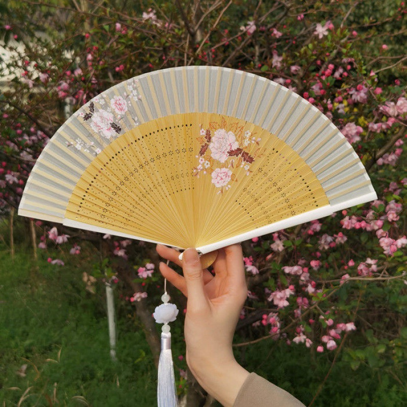 折扇古风扇子女汉服布夏季跳舞舞蹈折叠古典古装流苏德云社女孩扇