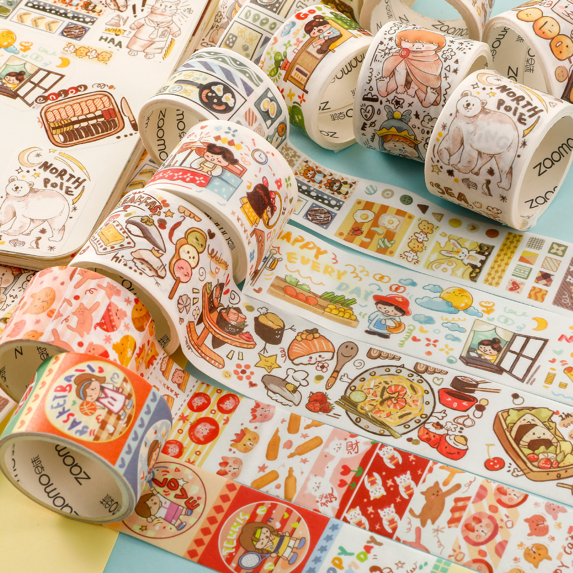 工厂胖星球和纸手账胶带可爱人物日常肉球风手帐素材食物贴纸装饰