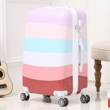 韩版女生外出炫丽镜面糖果彩虹色拉杆旅游箱 PC20 24寸万向行李箱