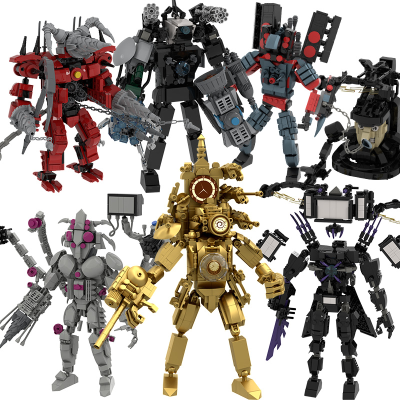 桃喜moc马桶人监控人积木 skibidi toolet火爆游戏玩具跨境专供