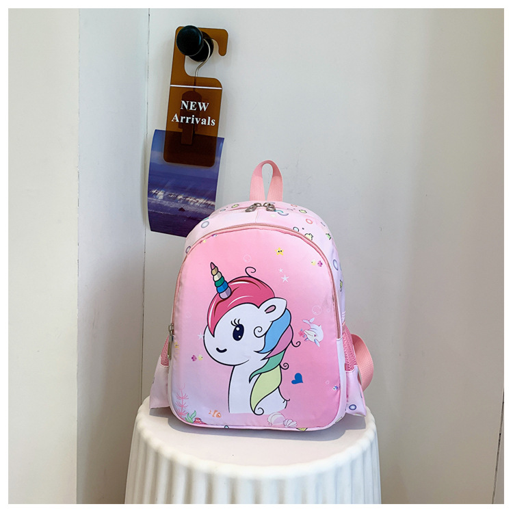 New Nylon Kindergarten Backpack Cartoon New Style Unicorn Printed Backpack Cross-Border Children's Schoolbag Bag