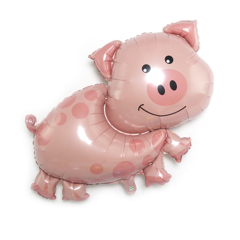 大号新款造型波点猪铝膜气球动物铝箔氦气球儿童生日周岁派对布置