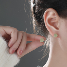 天然和田玉耳钉925纯银耳环女养耳洞简约复古轻奢感气质耳饰