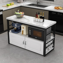 厨房岩板切菜桌落地家用多层置物架多功能操作台微波炉碗柜收纳架