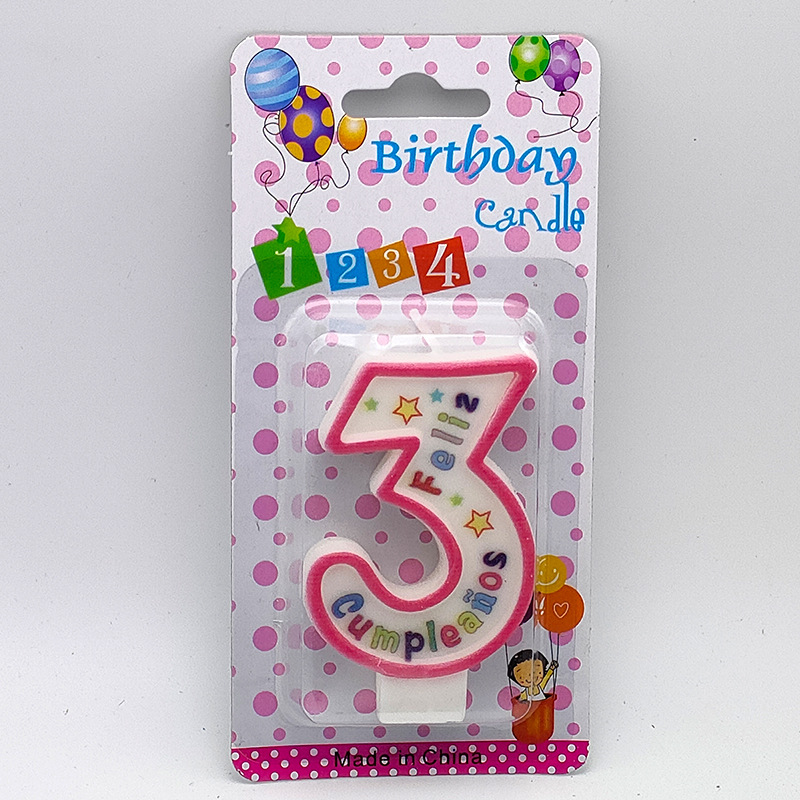 Factory Wholesale Western Birthday Color Printing Digital Candle 0-9 Digital Candle Birthday Cake Decoration Card Processing