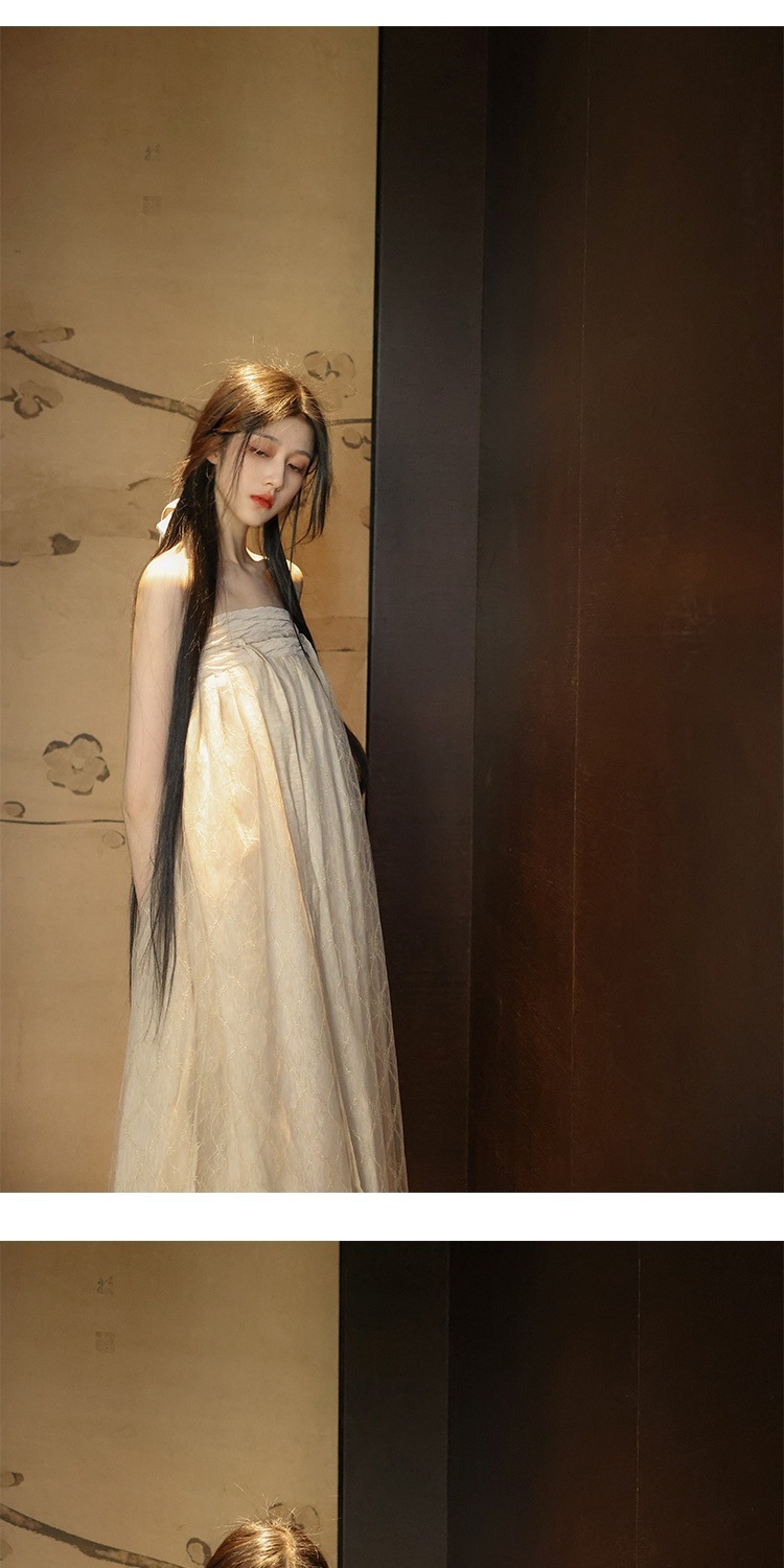 【令壹】席纱吐云 双层网纱刺绣中式改良汉服抹胸裙齐胸长裙