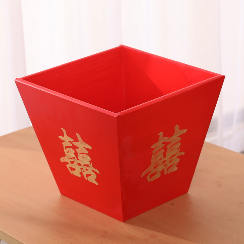 招财斗木升子四方米斗结婚婚庆米升斗老式红色斗实木摆件镇宅