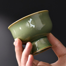 青竹绿釉主人杯单杯茶杯个人专用陶瓷功夫茶具品茗杯高端杯子茶盏
