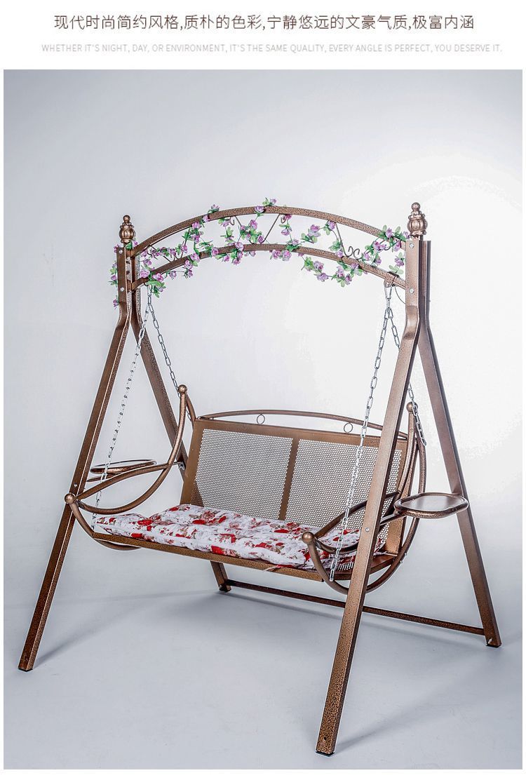 新款双人铁艺秋千吊床摇摇床庭院秋千室内外儿童成人吊篮户外摇篮