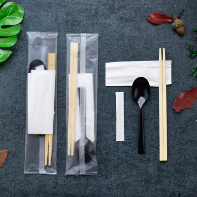 一次性筷子四件套餐具套装 外卖快餐四合一带汤勺餐包 筷子 牙签