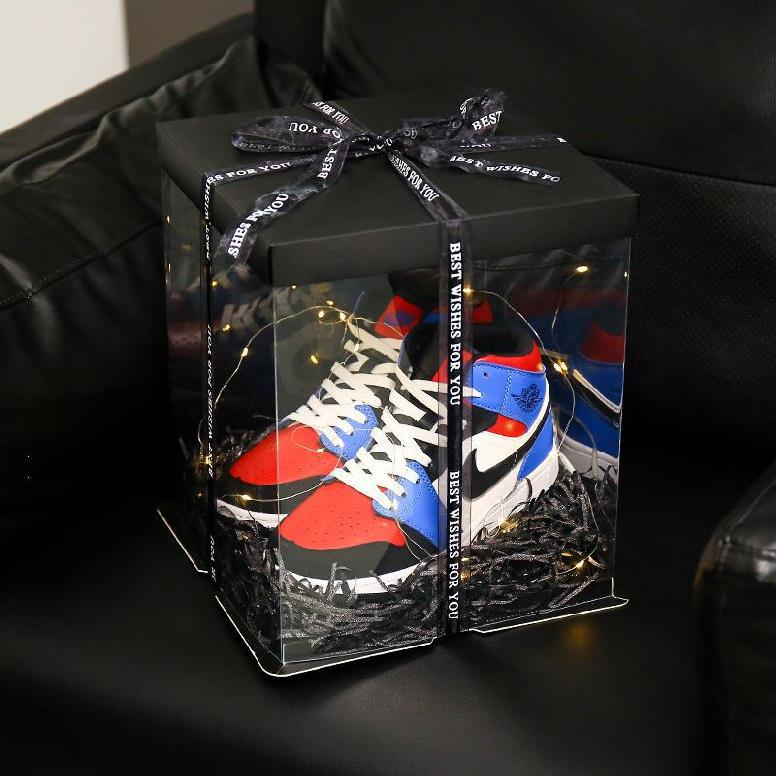 ins风篮球包装盒礼物盒礼品盒大号正方形生日礼物手提透明礼盒