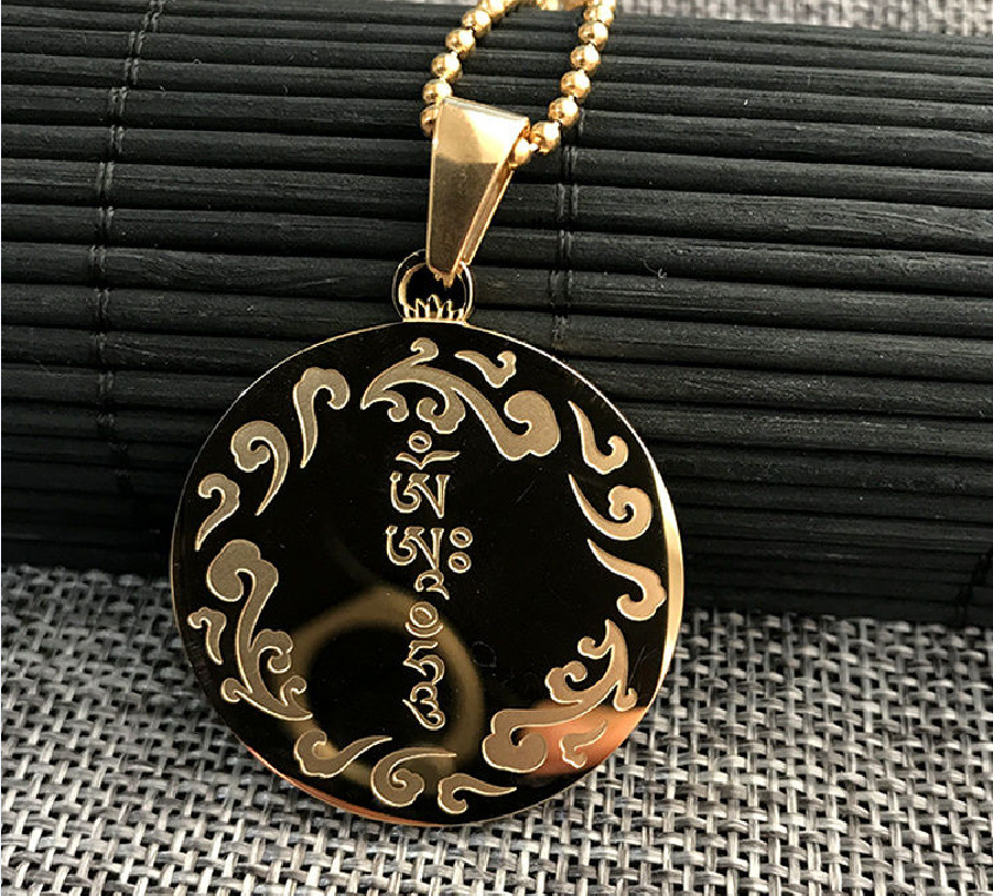 南无阿弥陀佛钛钢吊坠护身符佛牌六字真言项链辟邪