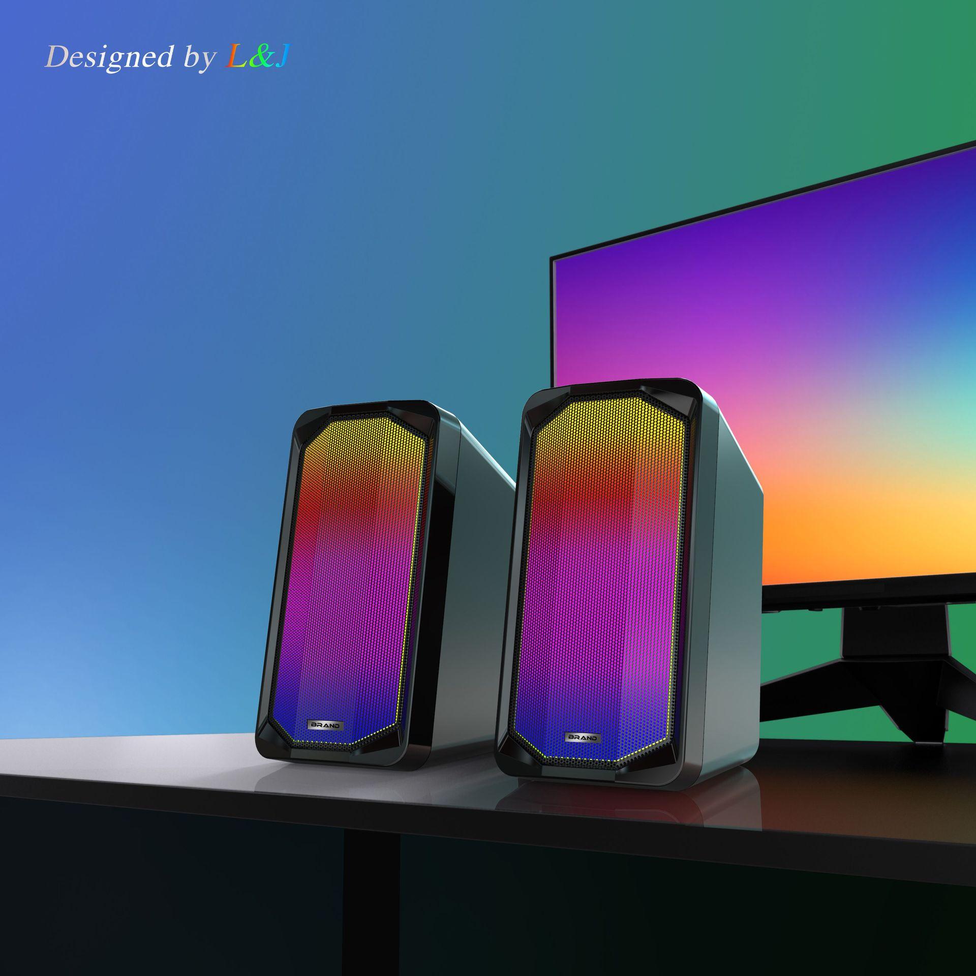 外贸炫酷跑马灯电脑多媒体音箱有线蓝牙台式机笔记本桌面游戏音响