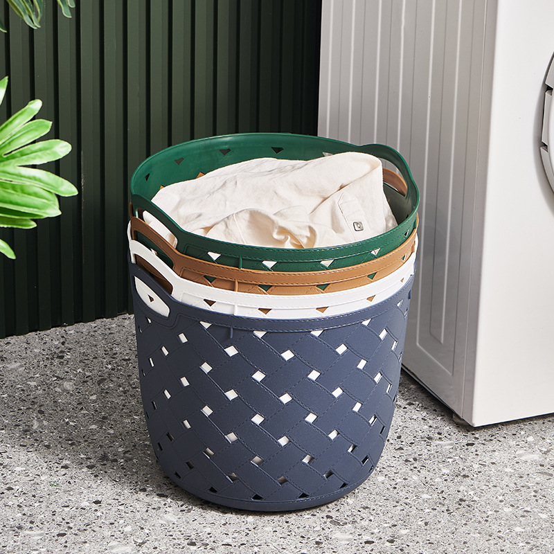 simple round hand storage basket plastic pp dirty clothes organizing basket kitchen shopping rack storage basket