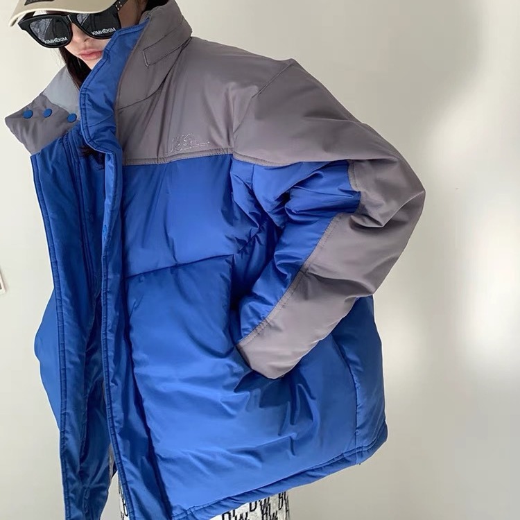 ader正品 2023冬季新款 不规则拼色立领宽松极寒保暖情侣款鸭绒服