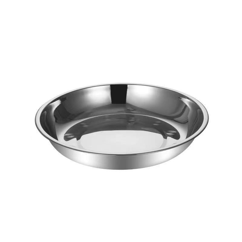 304不锈钢盘圆盘菜盘厨房餐盘平底家用菜碟烧烤盘鱼碟深水果盘