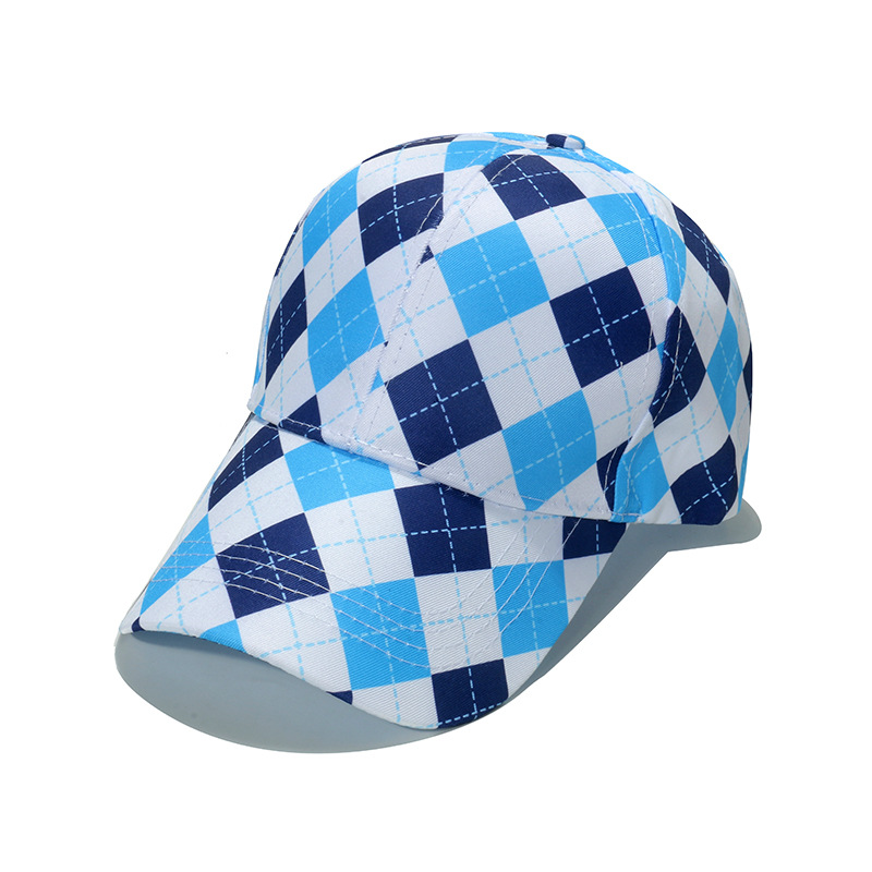 Cross-Border Amazon Spring and Summer New Sun Hat Outdoor Leisure Baseball Cap Geometric Rhombus Plaid Peaked Cap 2024