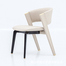 高订版轻奢CC餐椅家用餐厅实木烤漆椅子设计师别墅高级感扶手椅子