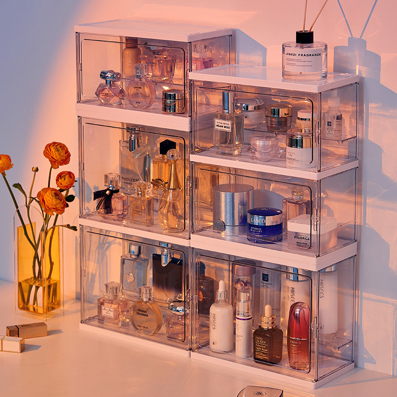 Perfume Storage Box Large Capacity Dustproof Acrylic Display Cabinet Light Luxury Dresser Small Sample Desktop Shelf