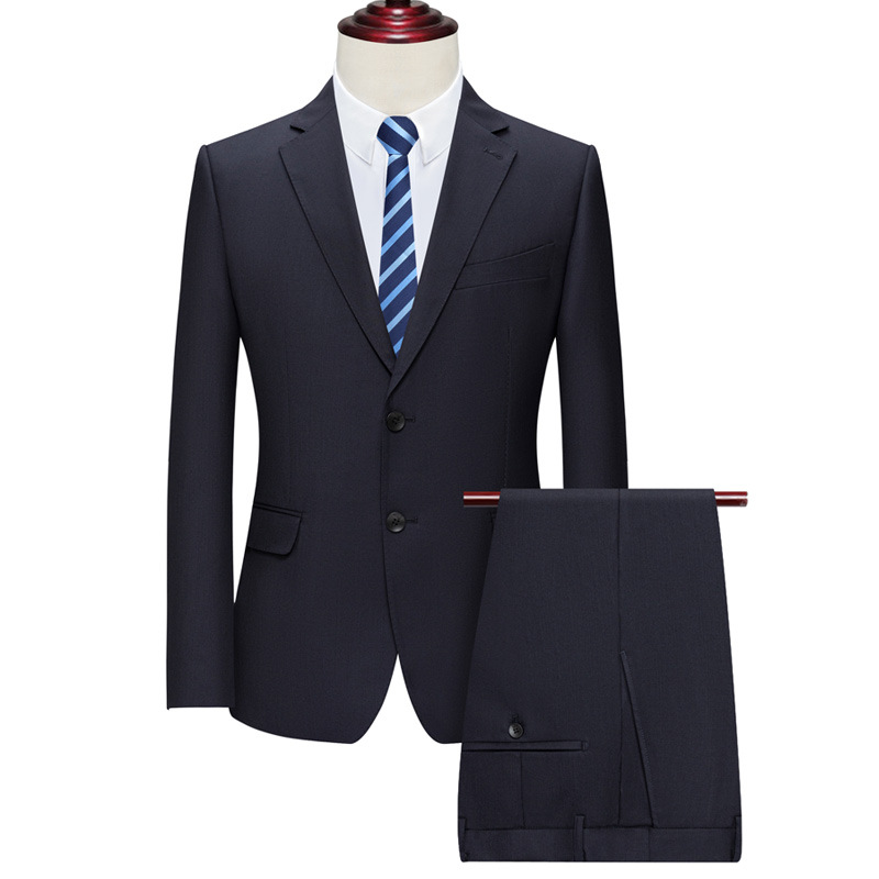 高级羊毛西服套装男士商务职业正装双开叉百搭经理男装领导工作服