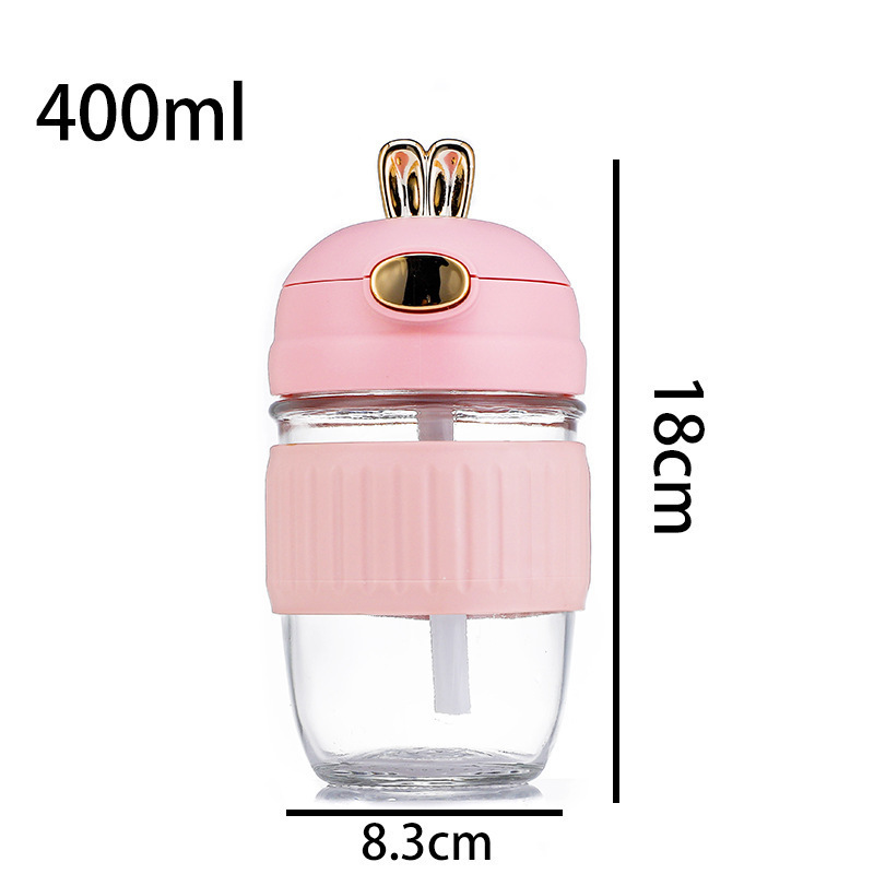 Kawaii Adorable Rabbit Straw Glass Cup Cute Female Student Portable Cup Office Coffee Beverage Water Cup