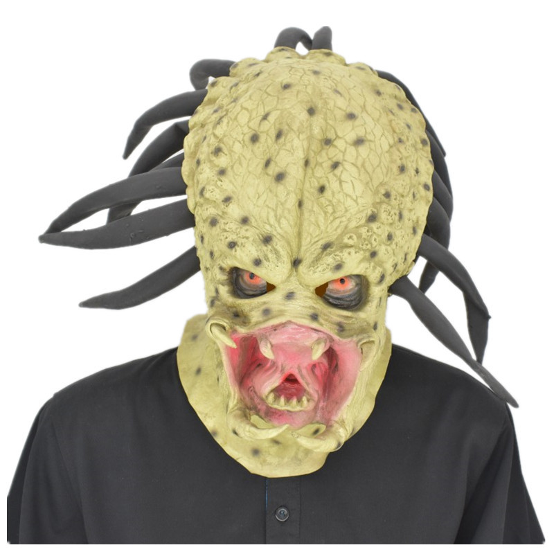 新异形大战铁血战士面具刀疤铁血乳胶头套脸谱scarpredatormask
