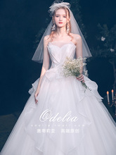 odelia2022新款《侑白》法式抹胸轻婚纱新娘结婚迎宾纱仪式纱显瘦