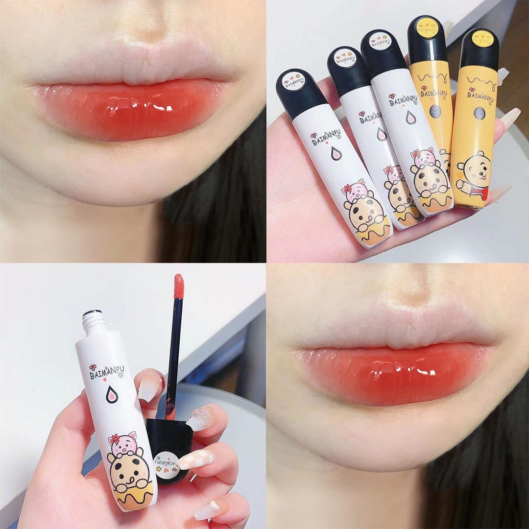 Daimanpu Trendy Cool Cute Pet Lip Lacquer Water Light Lipstick Female Non-Stick Greasy No Stain on Cup Cheap Student Lip Gloss D143