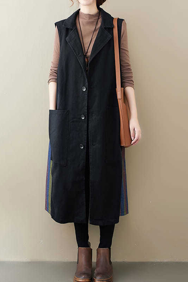 牛仔马甲外套女秋冬长款过膝显瘦无袖百搭坎肩马夹大码女装胖mm女