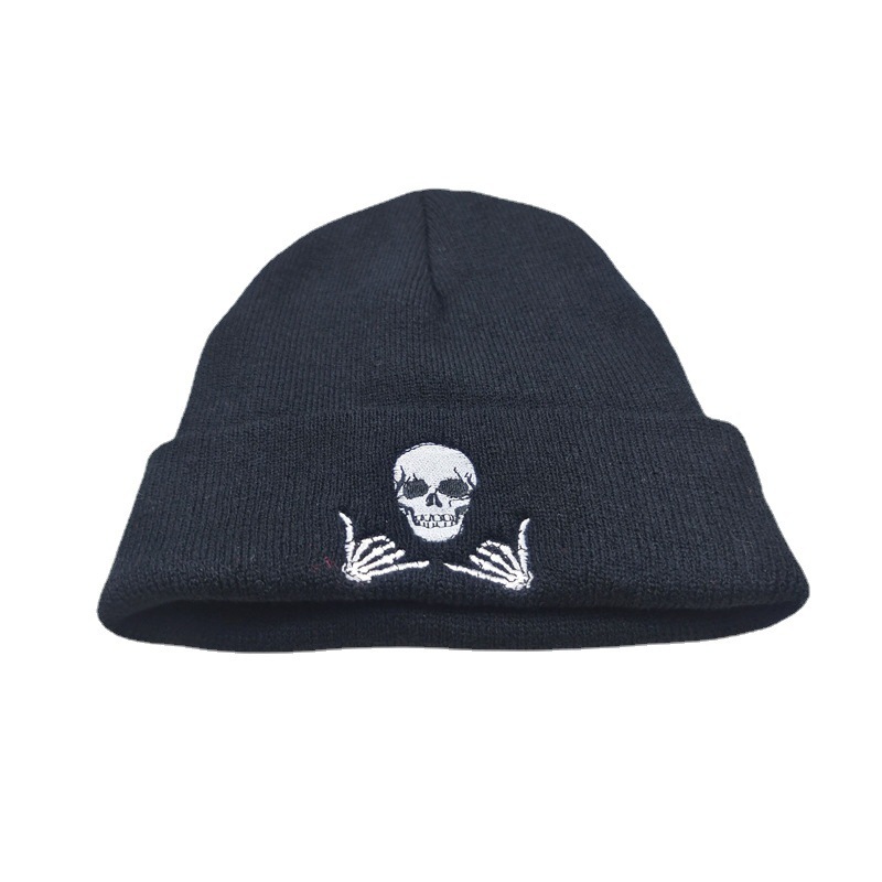 Cross-Border Alien Skull Embroidery Knitted Hat European and American Men's and Women's Autumn and Winter Outdoor Warm Hat Woolen Cap Headgear Beanie Hat