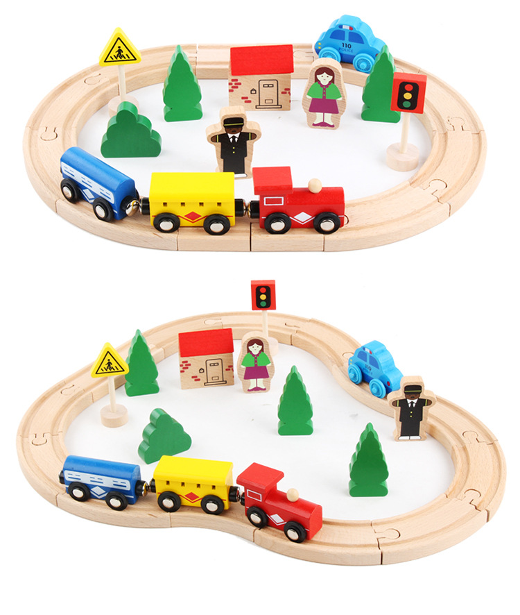 儿童轨道小火车磁性小火车头木质轨道交通环形兼容托马斯火车玩具