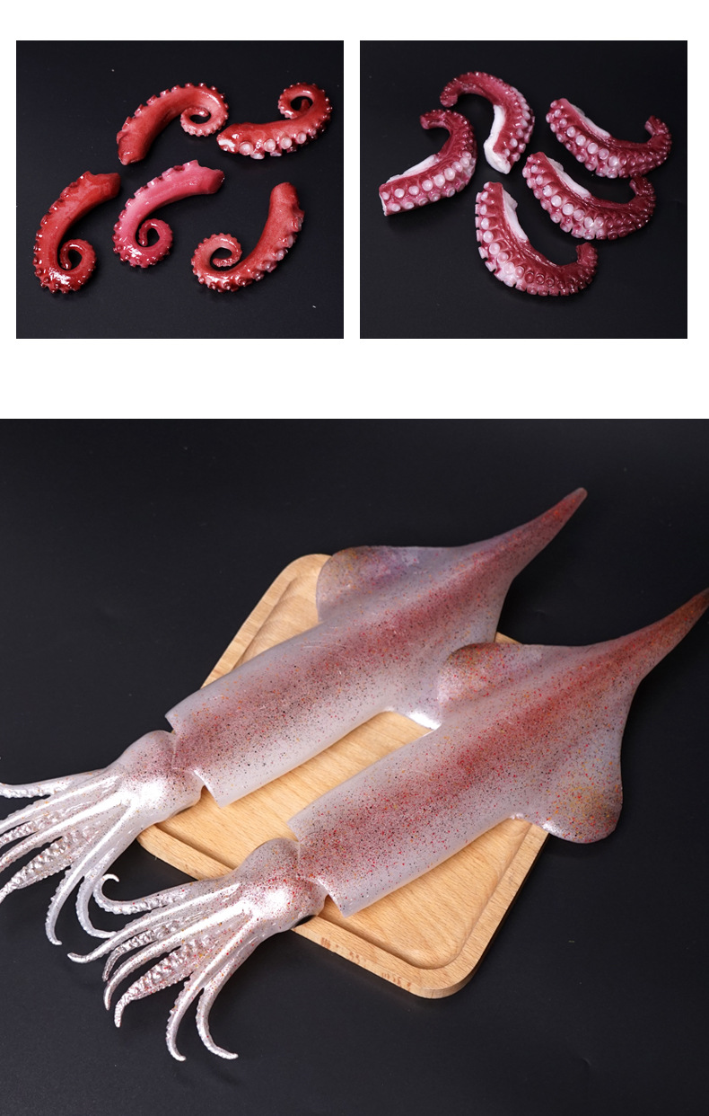 厂家批发仿真鱿鱼模型假鱿鱼须玩具铁板小鱿鱼巨型道具海鲜食物大