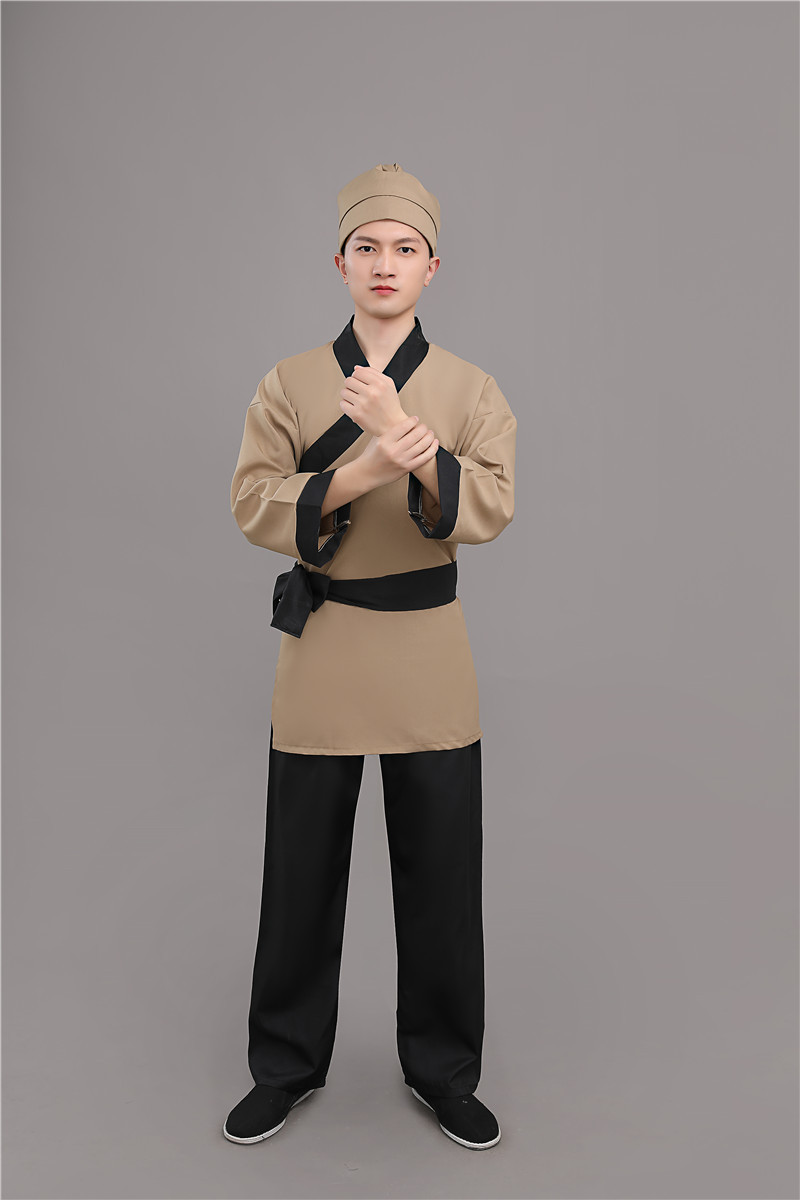 新款店小二平民古装演出成人汉服男农夫家丁仆人书童茶艺馆工作服