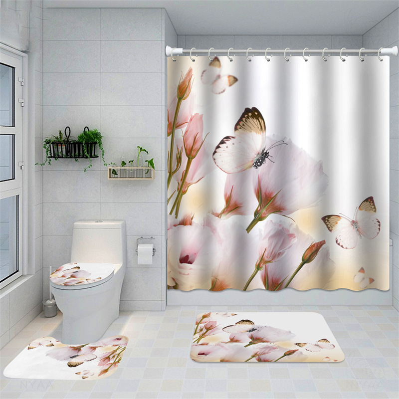 Come * Picture * Set * Flower 3D AliExpress Amazon Cross-Border Hot Sale Creative 3D Digital Printing Shower Curtain Polyester