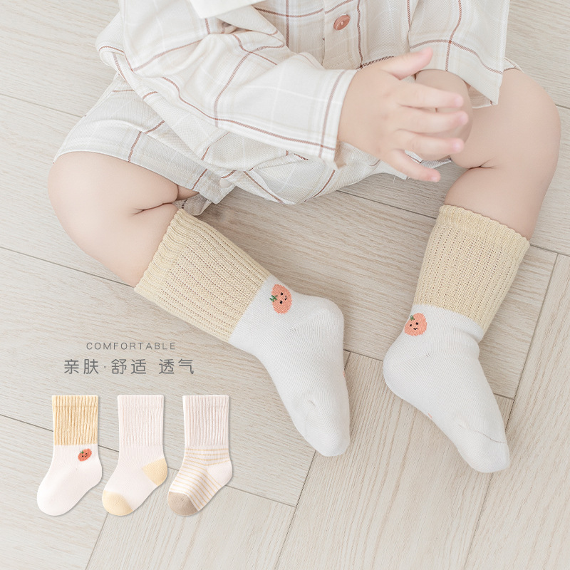 Baby Socks 2023 Autumn New Cotton Class a Loose Mouth Boneless Boy Girl Baby Middle Tube Children Stockings