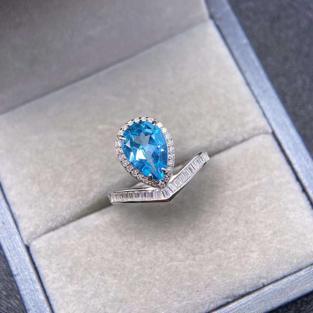 s925纯银新款彩宝镶嵌瑞士蓝托帕石镶戒指直播欧美跨境女戒-阿里巴巴