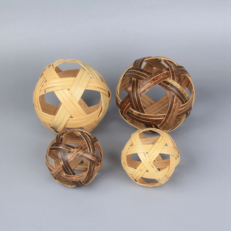 蹴鞠球空竹球缅甸成品藤球摄影摆件紫竹球手工编织球古代足球道具