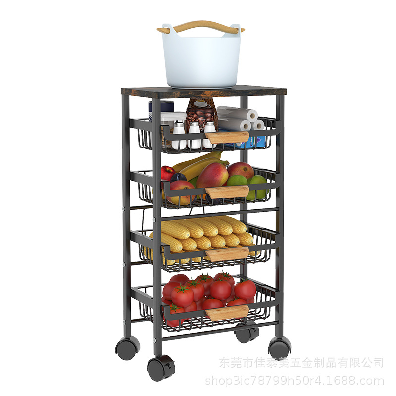 Kitchen Vegetable Storage Floor Pull-out Multi-Layer Storage Basket Household Gap Vegetable and Fruit Seasoning Utensils Draining Rack