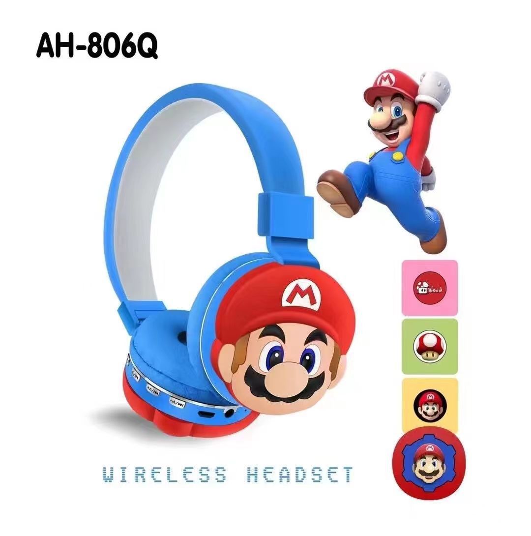 Cross-Border Mario Children's AH-806Q Headset Bluetooth Headset Cartoon Cute Pattern Hot Wireless Headset