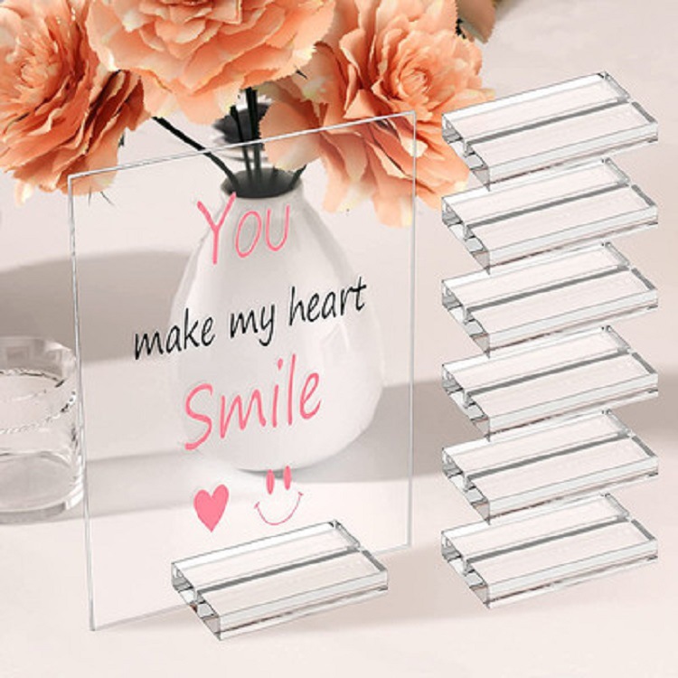 透明亚克力底座支架有机玻璃卡槽夹卡片创意底座板展示牌夹板底座