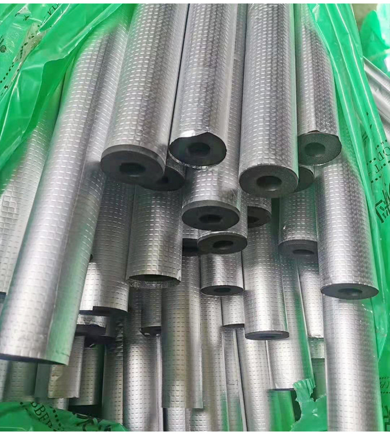 批发橡塑管帖箔下水道隔音棉管道保温阻燃橡塑管铝箔单层橡塑管
