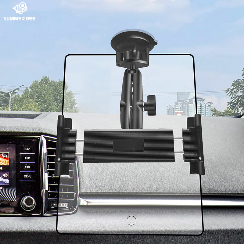 车载平板手机固定拍摄支架铝合金车载平板ipad吸盘扣配件万向夹