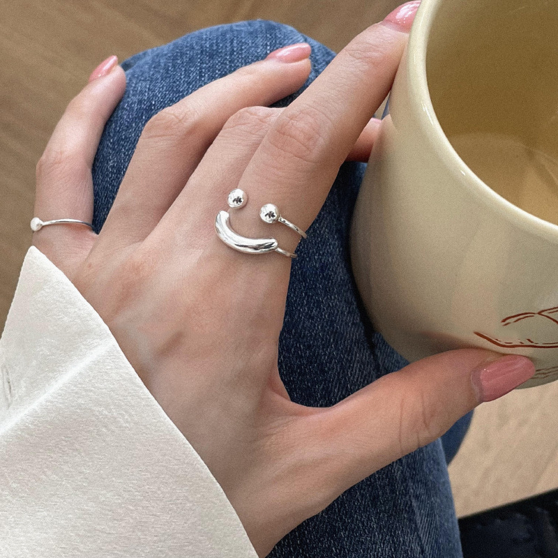 Korean Smiley Ball Ring Female Index Finger Special-Interest Design High Sense Affordable Luxury Fashion Fashion 2023 New Fashion