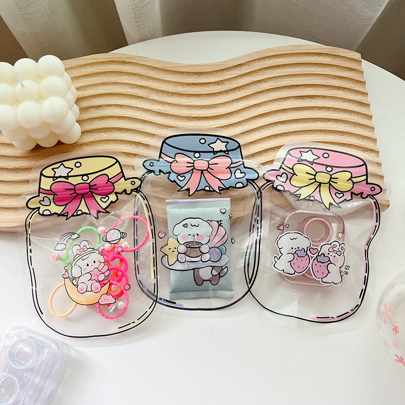 Cute Cartoon Ziplock Bag Soft and Adorable Snack Candy Ziplock Bag Girl Heart Jewelry Barrettes Small Items Storage Bag