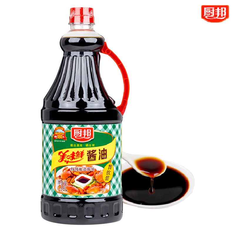 厨邦美味鲜酱油1.68升餐饮装凉拌炒菜点蘸提鲜调味料酿造生抽酱油