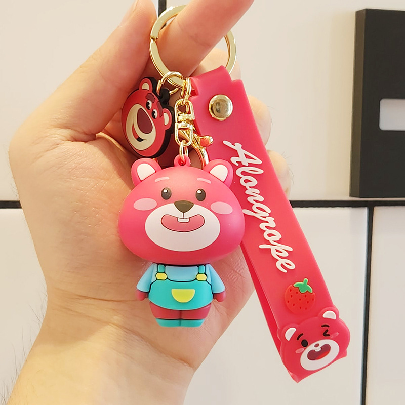 New Internet Celebrity Strawberry Bear Doll Doll Exquisite Keychain Cute Couple Schoolbag Hanging Ornament Small Gift for Students