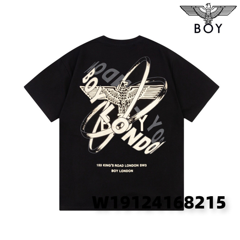 潮牌boy短袖夏季烫金印花男女同款情侣休闲宽松圆领t恤新款-阿里巴巴