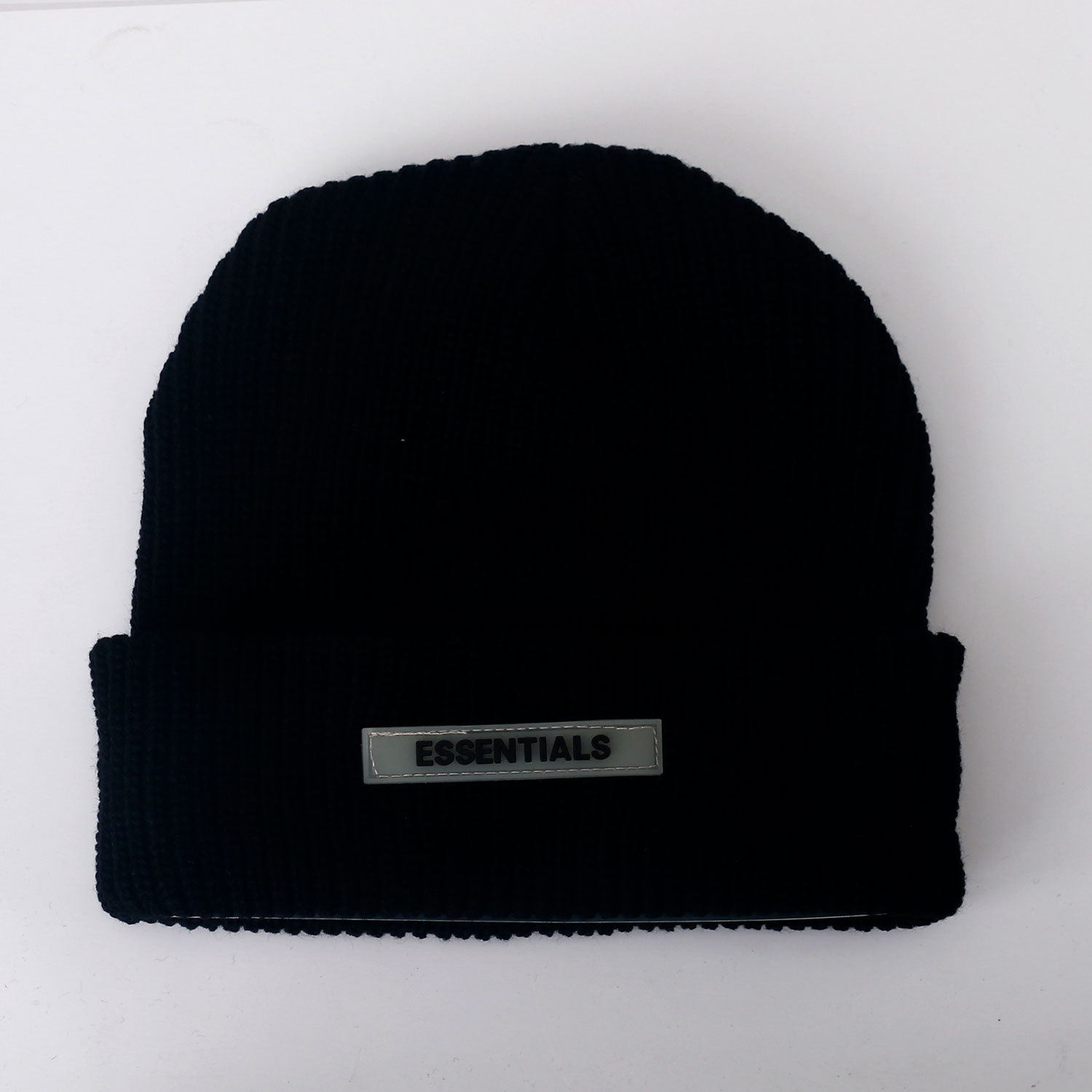 essentials针织帽字母贴标毛线帽针织帽子大头围小便帽六角瓜皮帽