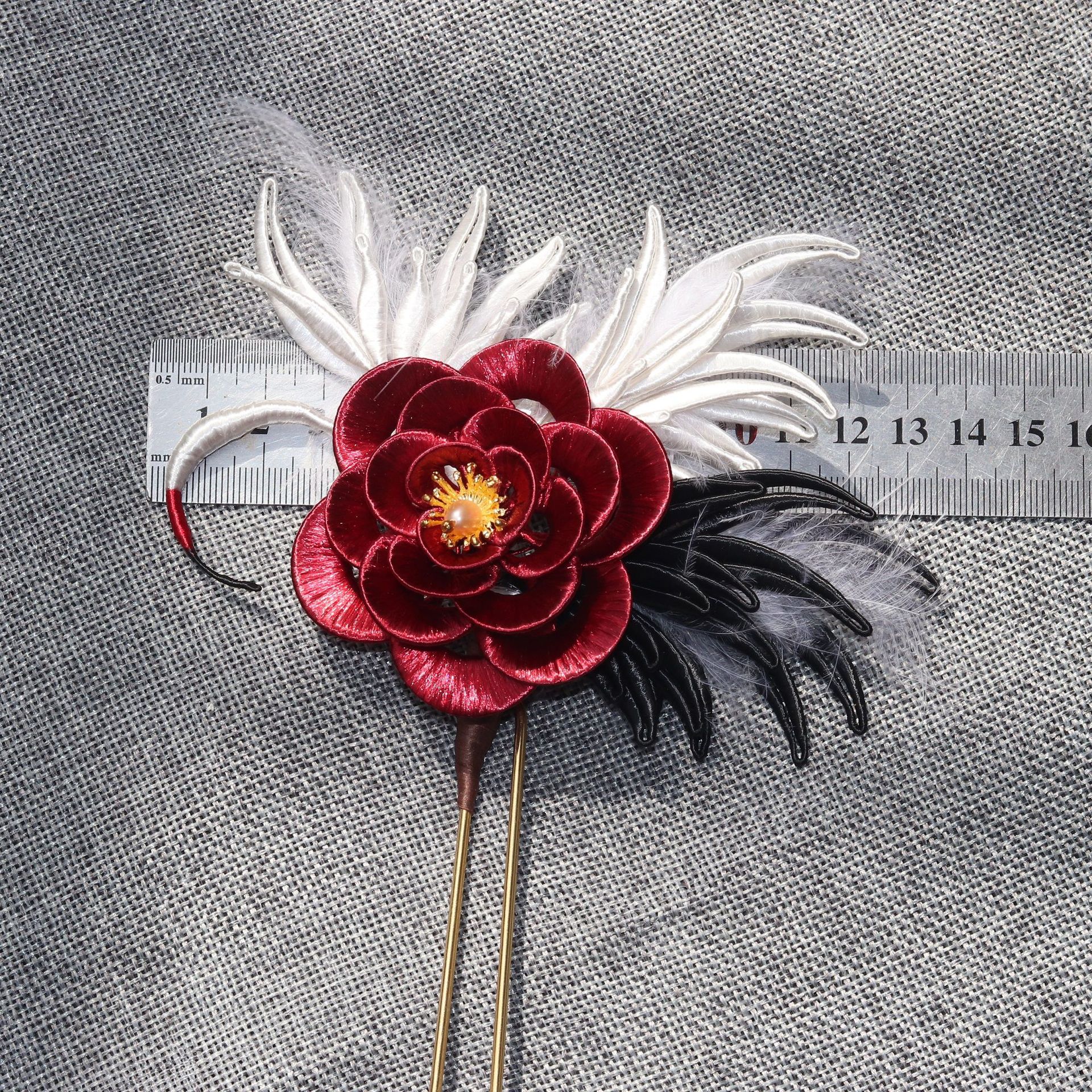 缠花仙鹤发簪白鹤发钗古风汉服配饰春仔花头饰丹顶鹤发饰珍珠发簪