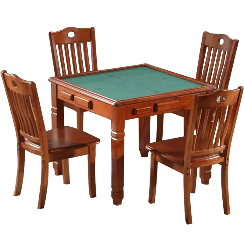 实木麻将桌餐桌两用简易手搓一体家用带抽屉中式棋牌桌椅象棋手动
